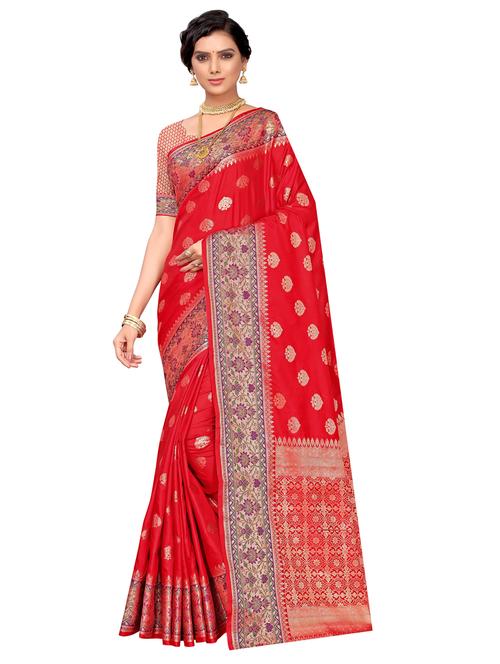 self design jacquard work woven saree with blouse - 17274021 - Very Small Image - 1
