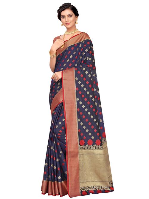 self design jacquard work woven saree with blouse - 17274024 - Very Small Image - 1