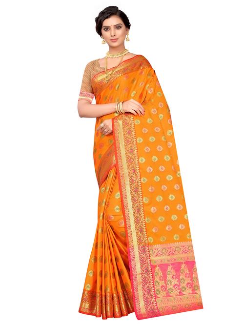 self design jacquard work woven saree with blouse - 17274029 - Very Small Image - 1