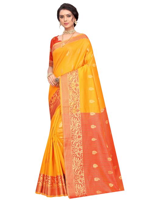 self design jacquard work woven saree with blouse - 17274071 - Very Small Image - 1
