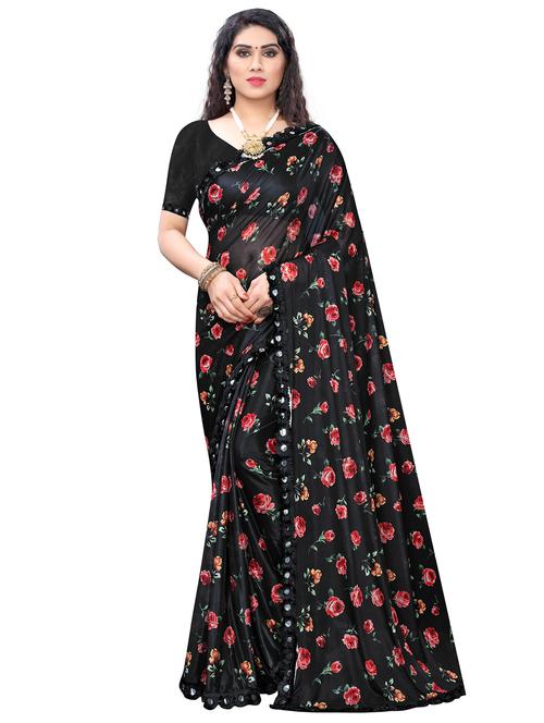 floral printed saree with blouse - 17274092 - Very Small Image - 1
