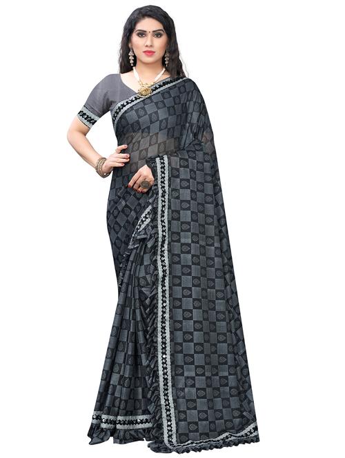 foil printed saree with blouse - 17274095 - Very Small Image - 1