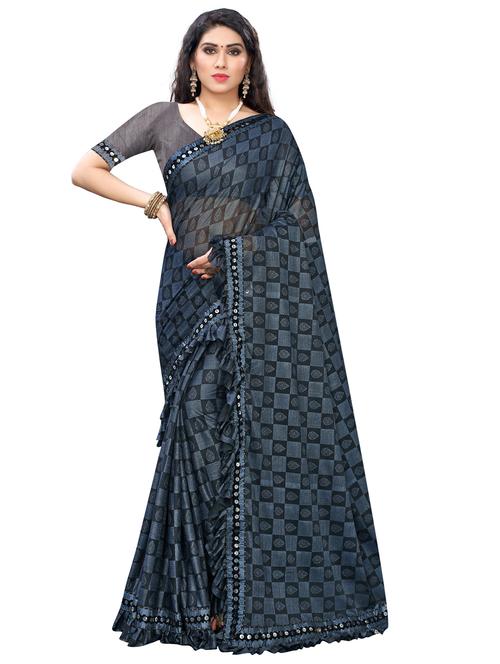 foil printed saree with blouse - 17274096 - Very Small Image - 1