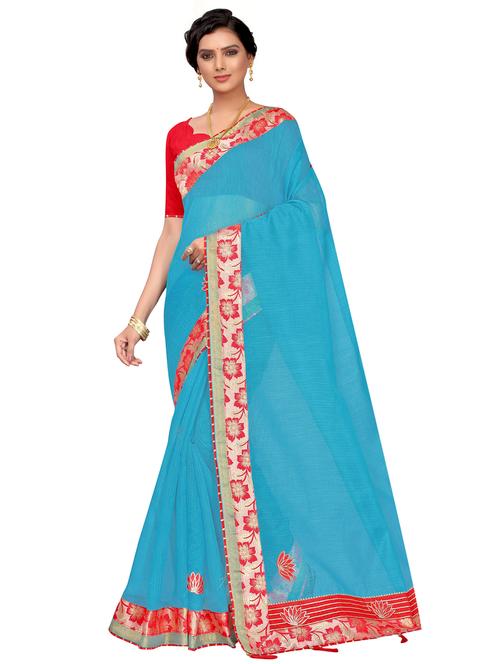 self design bordered saree with blouse - 17274154 - Very Small Image - 1