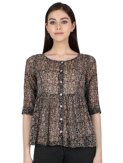 round neck floral top - 17274644 - Very Small Image - 1