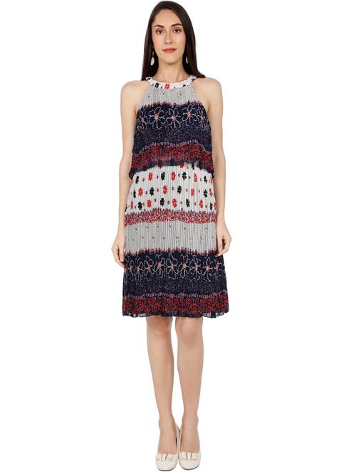 halter neck printed a-line dress - 17274660 - Very Small Image - 1