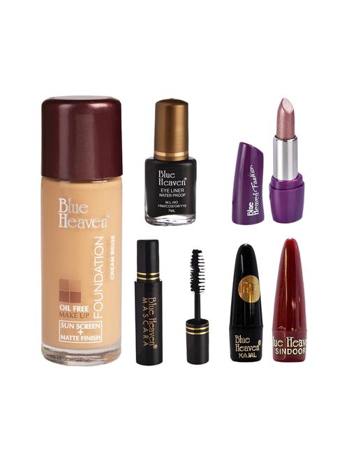 blue heaven pack of foundation,eyeliner,mascara,kajal,sindoor,fashion lipstick shade-10 - 17274863 - Very Small Image - 1