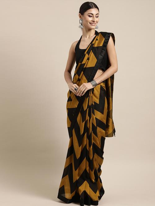 chevron printed saree with blouse - 17275347 - Very Small Image - 1