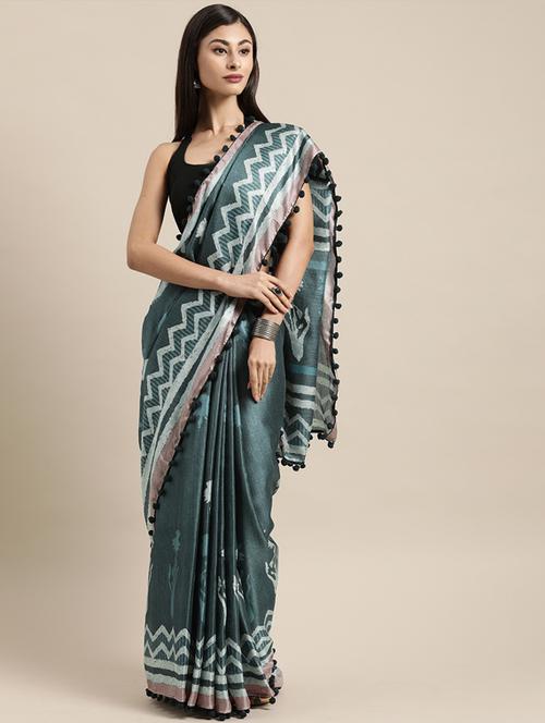 chevron printed saree with blouse - 17275349 - Very Small Image - 1