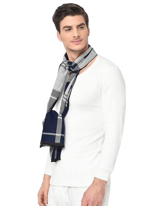 navy blue checkered muffler - 17276226 - Very Small Image - 1