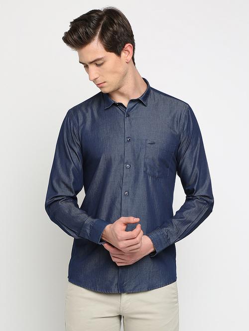 blue solid casual shirt - 17277979 - Very Small Image - 1