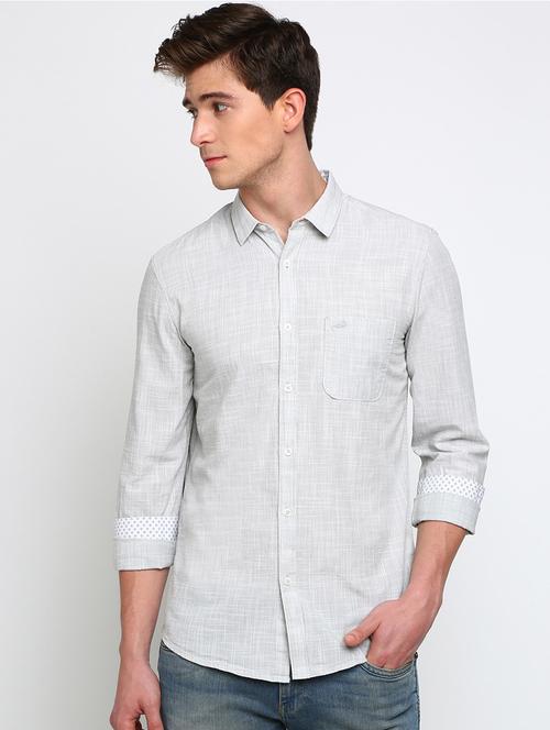 grey solid casual shirt - 17277990 - Very Small Image - 1