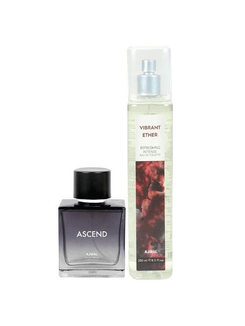 ajmal ascend edp 100ml & vibrant ether edt 250ml forunisex pack of 2 (total 350ml) + 4 parfum testers - 17278279 - Very Small Image - 1