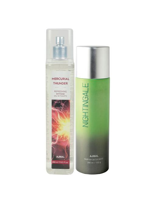 ajmal mercurial thunder edt of 250ml & nightingale deodorant 200ml pack of 2 (total 450ml) forunisex + 4 parfum testers - 17278301 - Very Small Image - 1