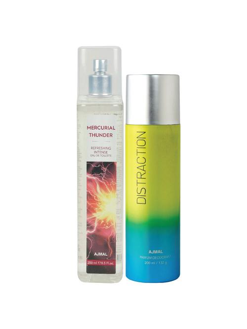 ajmal mercurial thunder edt of 250ml & distraction deodorant 200ml pack of 2 (total 450ml) forunisex + 4 parfum testers - 17278306 - Very Small Image - 1
