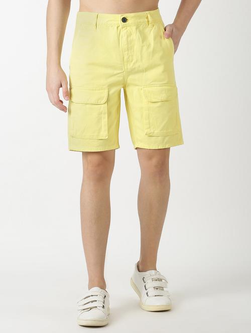 yellow solid denim shorts - 17278321 - Very Small Image - 1