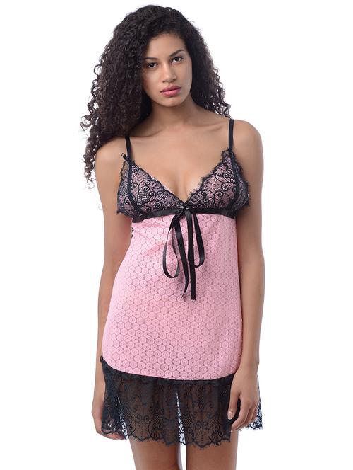 lace panel babydoll - 17278593 - Very Small Image - 1