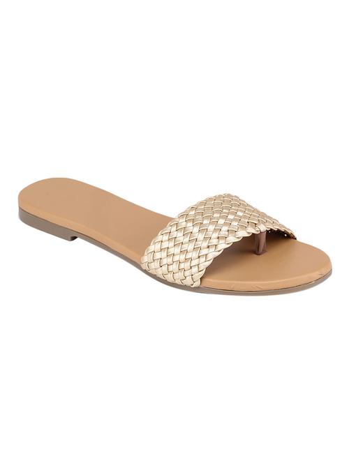 gold pu slip on sandals - 17279563 - Very Small Image - 1