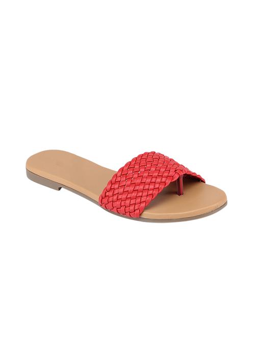 red pu slip on sandals - 17279566 - Very Small Image - 1