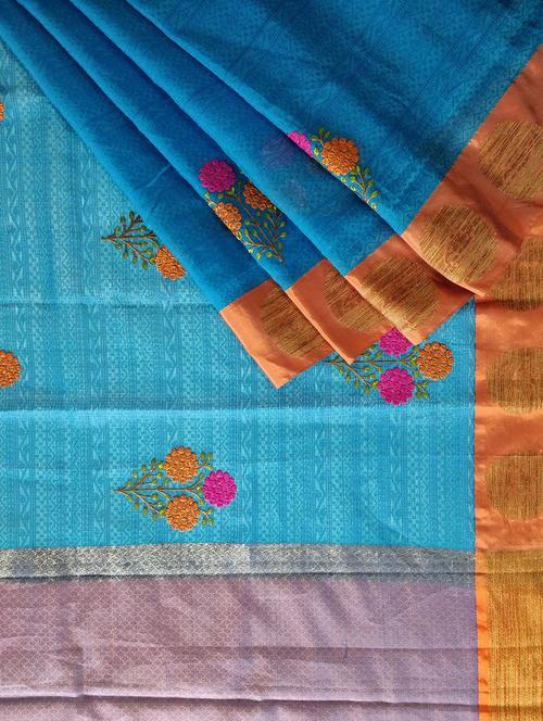 floral banarasi saree with blouse - 17279673 - Very Small Image - 1