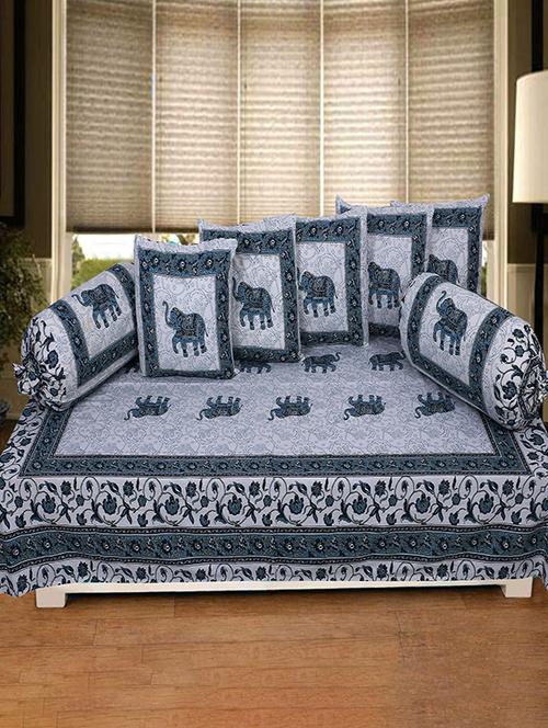 cotton jaipuri print traditional diwan set - 17279715 - Very Small Image - 1
