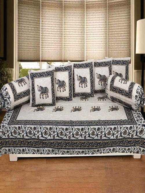 cotton jaipuri print traditional diwan set - 17279719 - Very Small Image - 1