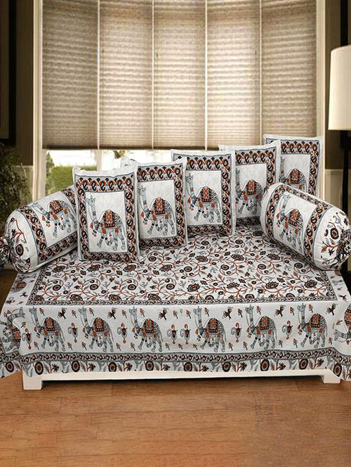 cotton jaipuri print traditional diwan set - 17279728 - Very Small Image - 1