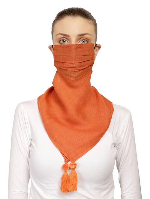 orange viscose anti-pollution women scarf mask - 17279810 - Very Small Image - 1