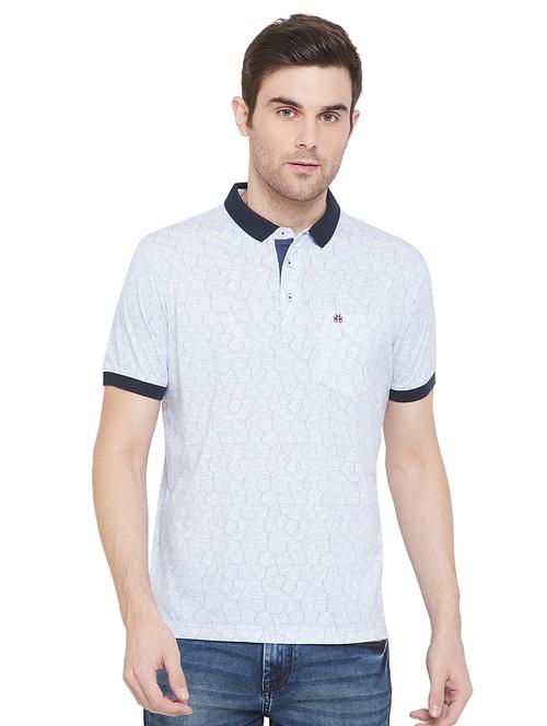 light blue printed collared t-shirt - 17280057 - Very Small Image - 1