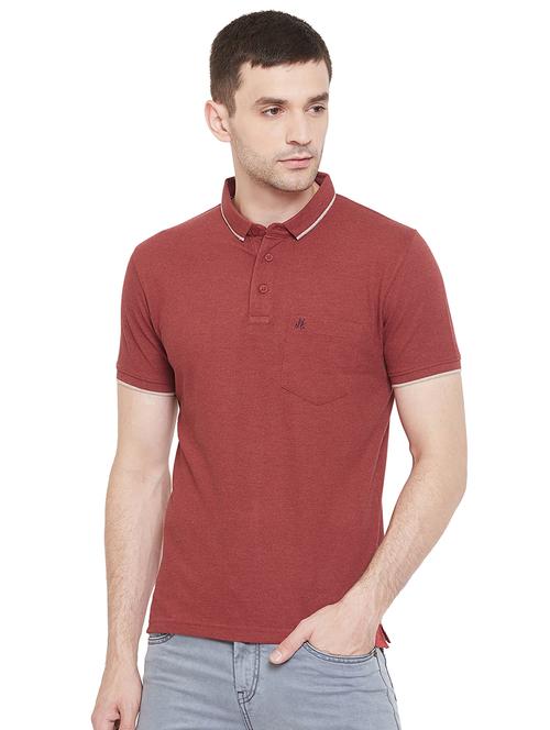 red solid collared t-shirt - 17280065 - Very Small Image - 1