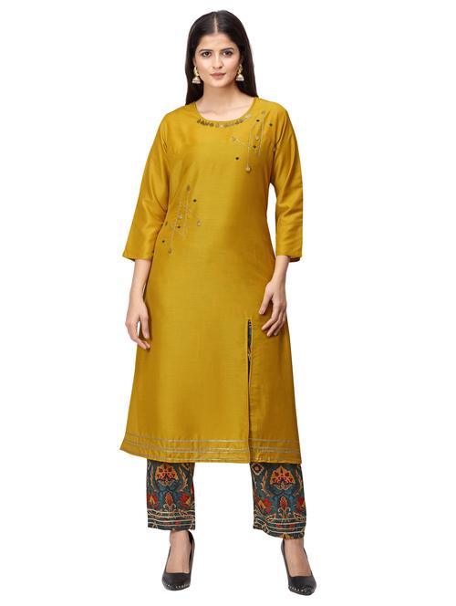 embroidered kurta palazzo set - 17280529 - Very Small Image - 1