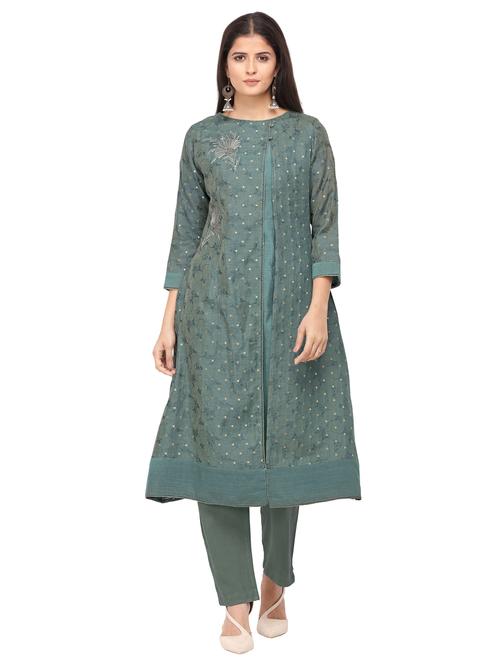 embroidered kurta pant set - 17280531 - Very Small Image - 1