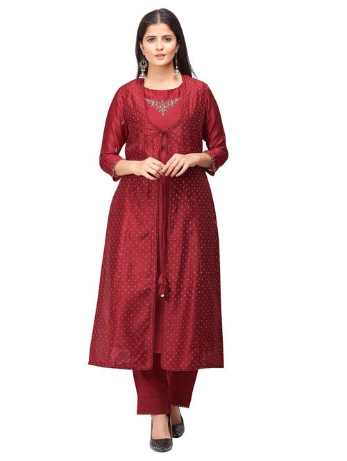 embroidered kurta suit set - 17280541 - Very Small Image - 1