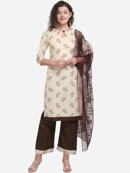 floral palazzo unstitched suit - 17280695 - Very Small Image - 1