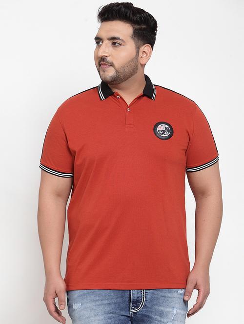 red solid plus size polo t-shirt - 17282025 - Very Small Image - 1