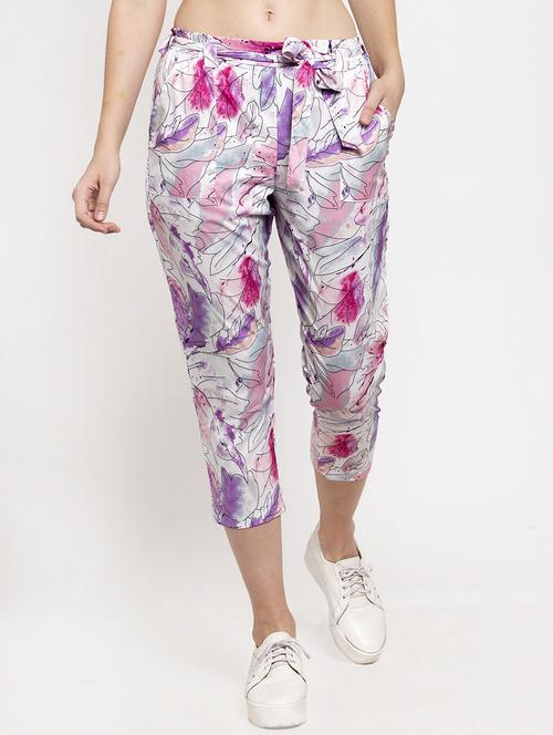 tie up waist printed capri - 17282075 - Very Small Image - 1