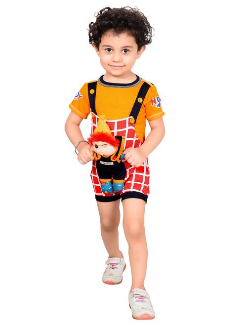 orange cotton dungarees - 17282417 - Very Small Image - 1