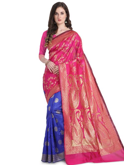 half & half banarasi saree - 17282802 - Very Small Image - 1