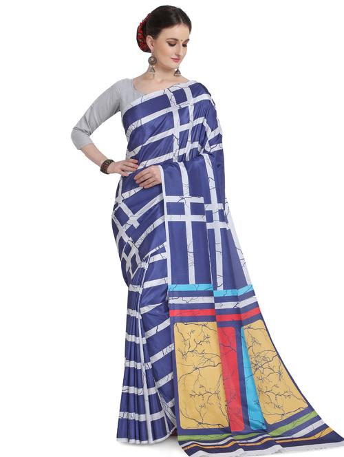 checks printed saree with blouse - 17283368 - Very Small Image - 1