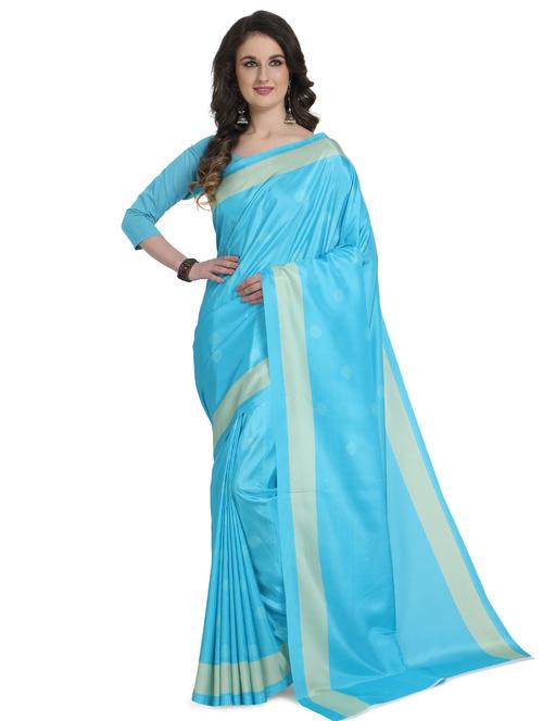 solid bordered saree with blouse - 17283376 - Very Small Image - 1
