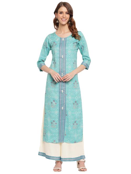 printed kurta palazzo set - 17283814 - Very Small Image - 1