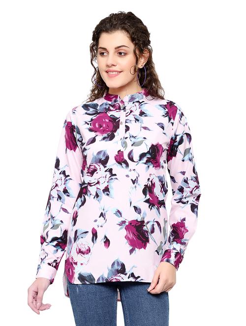 mandarin neck high-low tunic - 17283983 - Very Small Image - 1