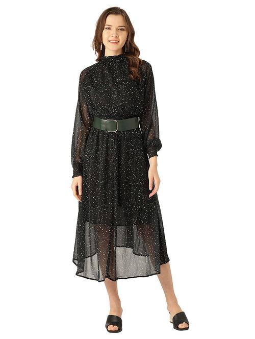 mock neck belted fit & flare dress - 17284352 - Very Small Image - 1