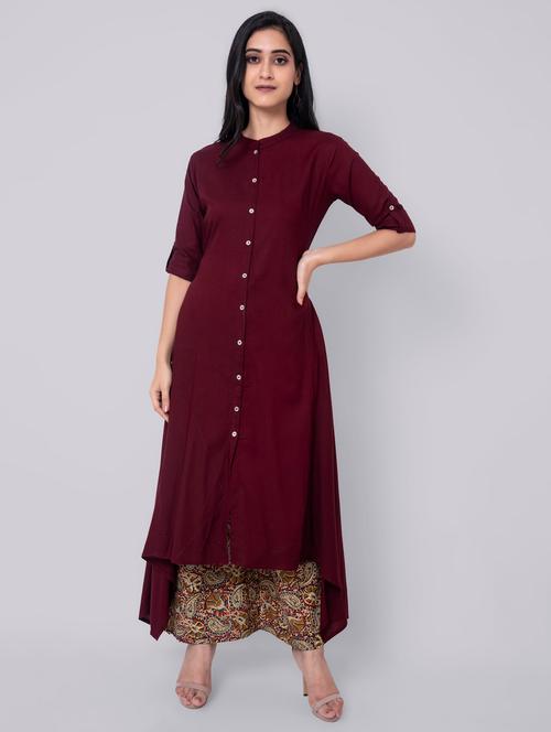 solid asymmetric kurta - 17286109 - Very Small Image - 1