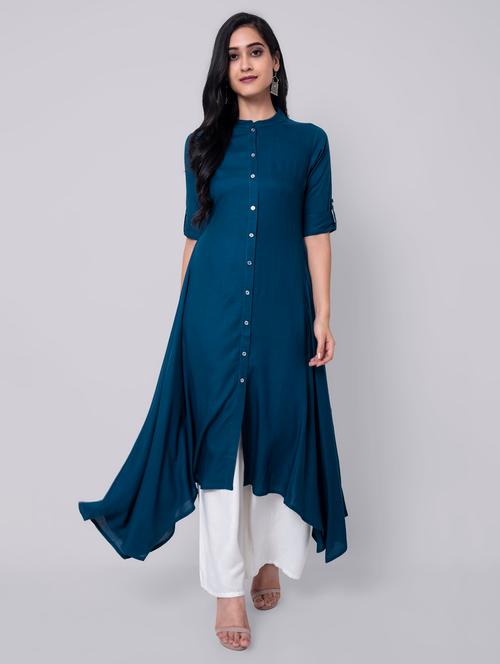 solid asymmetric kurta - 17286114 - Very Small Image - 1