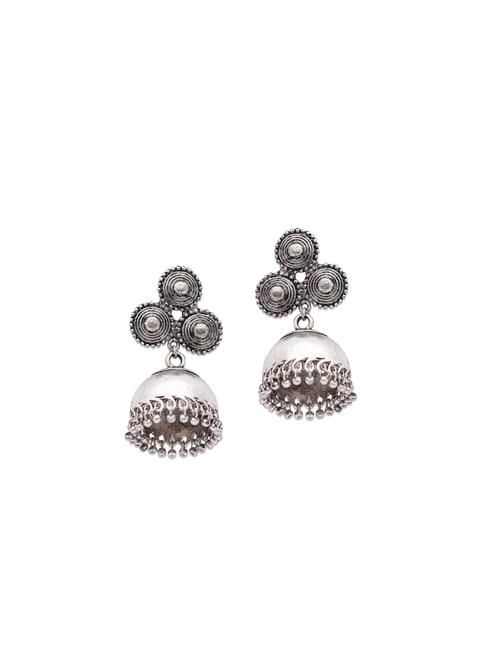 silver metal jhumka earring - 17287368 - Very Small Image - 1