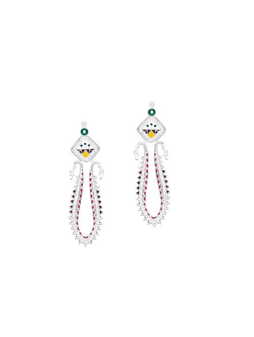 silver metal drop earring - 17287374 - Very Small Image - 1