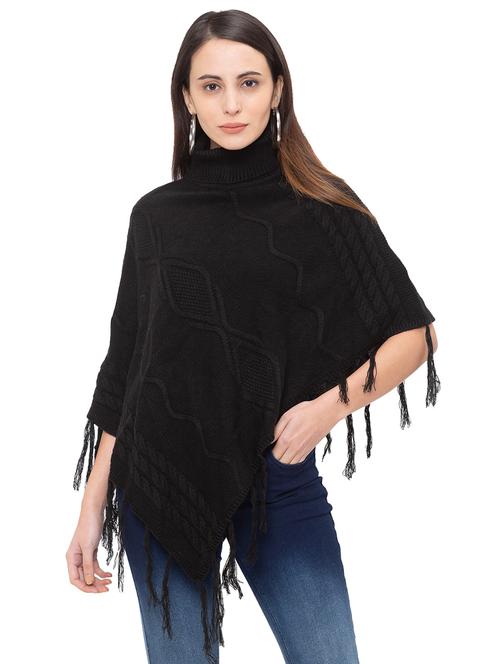 turtle neck fringed hem poncho - 17287811 - Very Small Image - 1