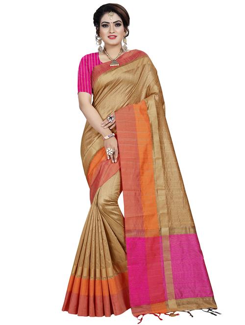 cream raw silk bhagalpuri saree with blouse - 17287905 - Very Small Image - 1
