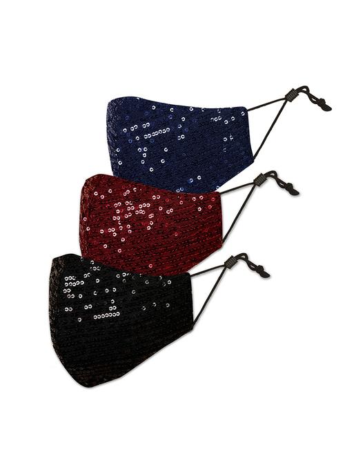 multi colored cotton decorative women mask pack of 3 - 17288446 - Very Small Image - 1